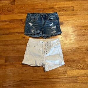 Blue Distressed Denim Shorts